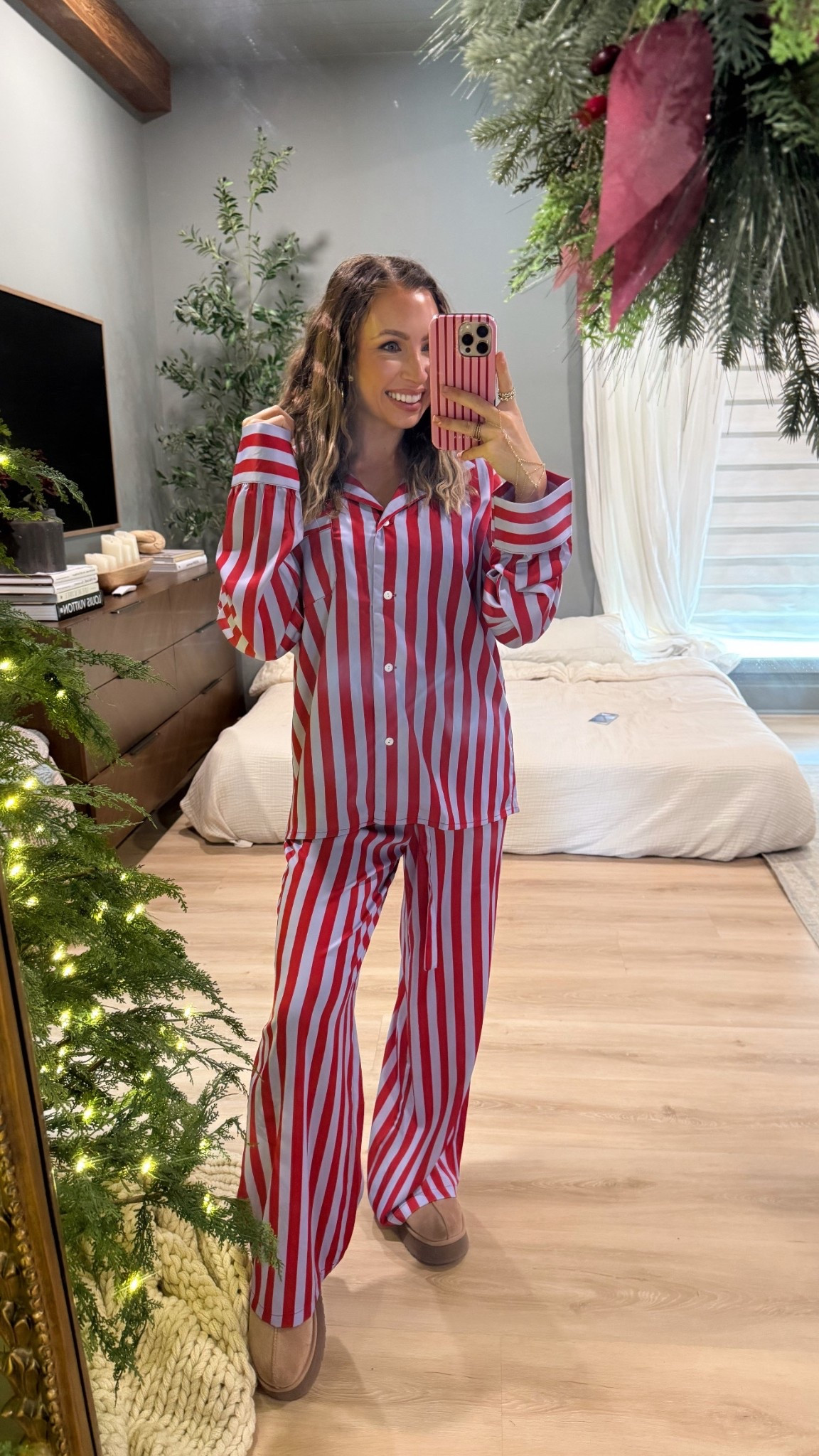 Wearing a medium in these satin pjs! But a small would fit better 

#LTKGiftGuide #LTKSeasonal #LTKHoliday