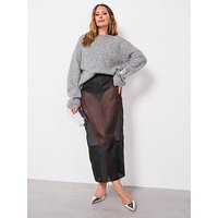 The Very Collection Sheer Organza Fitted Pencil Skirt - Black | Very (UK)
