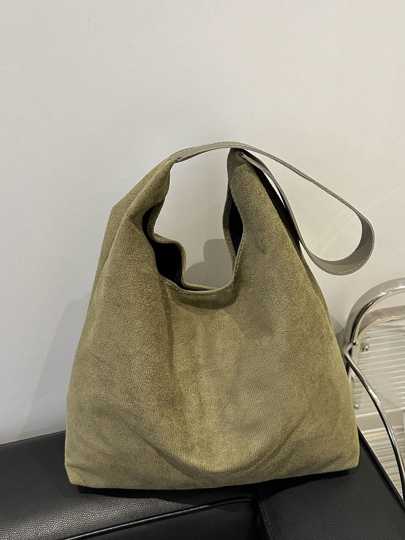 1pc Vintage High Capacity Shoulder Bag For Women, Versatile Solid Color Suede Deer Skin Soft Tote... | SHEIN