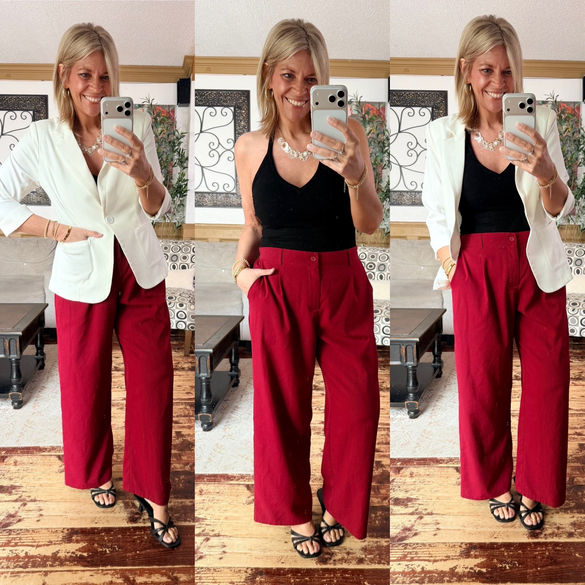 Trouser pants size xl; blazer size 12; padded tank size large.

#LTKOver40 #LTKSaleAlert #LTKWorkwear