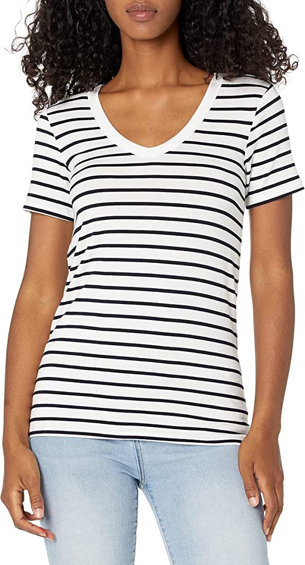 Amazon Essentials Women's Jersey Standard-Fit Short-Sleeve V-Neck T-Shirt (Previously Daily Ritua... | Amazon (US)
