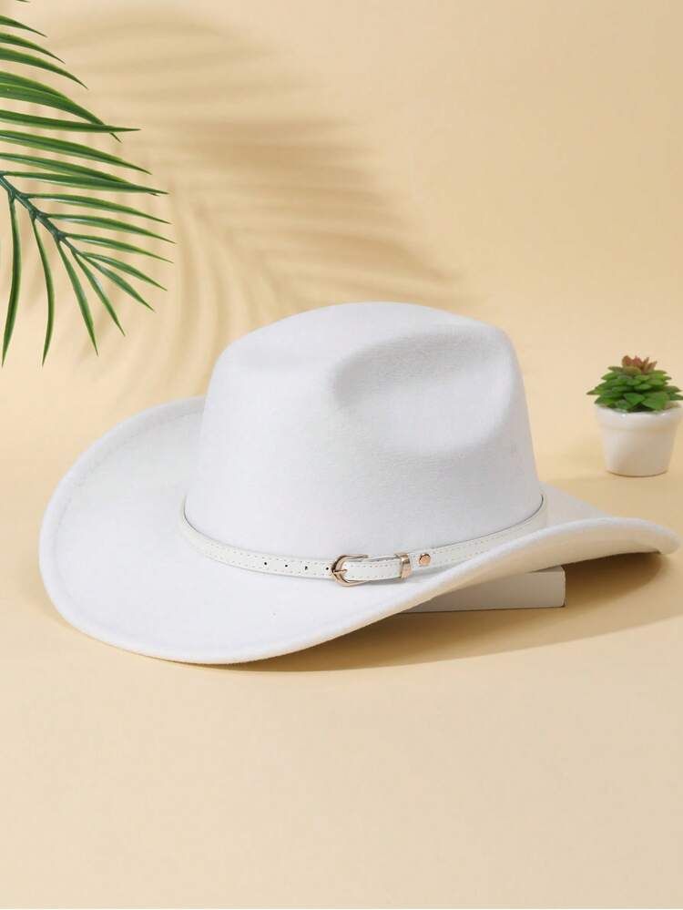 1pc Unisex Belt Decor Cowboy Fedora Hat For Outdoor Travel
       
              
              $... | SHEIN