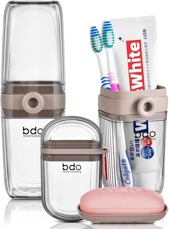 VITVITI Gray Toothbrush Travel Case, Portable Leakproof Travel Soap Container Dish Tray, Portable... | Amazon (US)