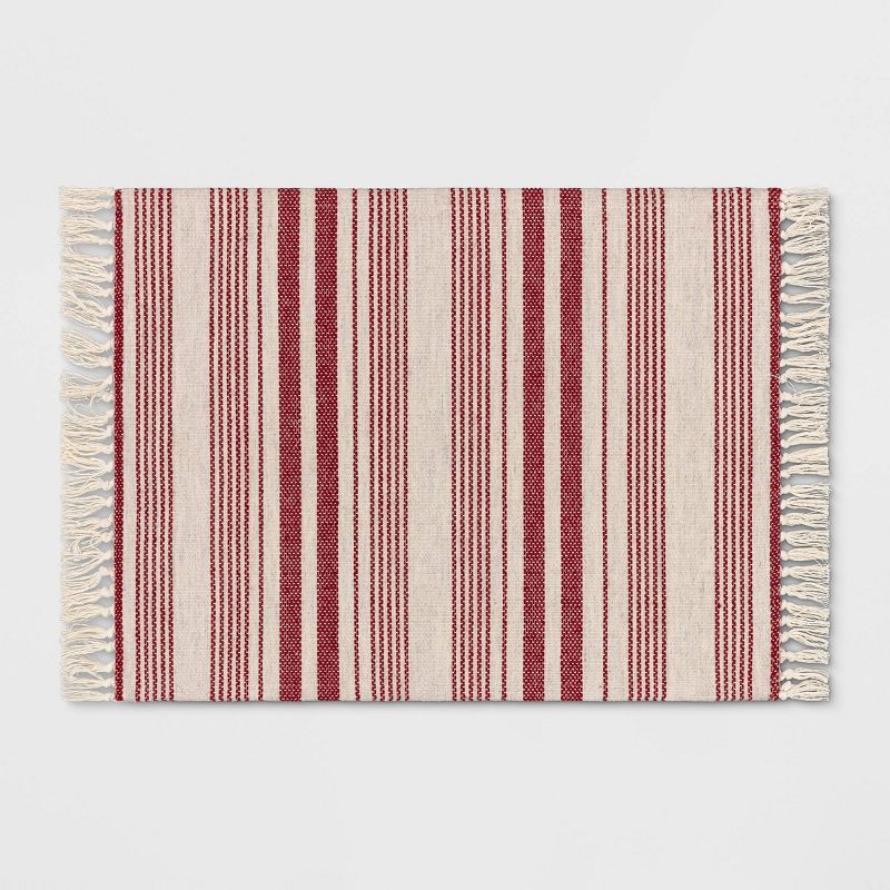 2'x3' Pet Tapestry with Fringes Woven Indoor/Outdoor Rug Red/Ivory - Threshold™ | Target