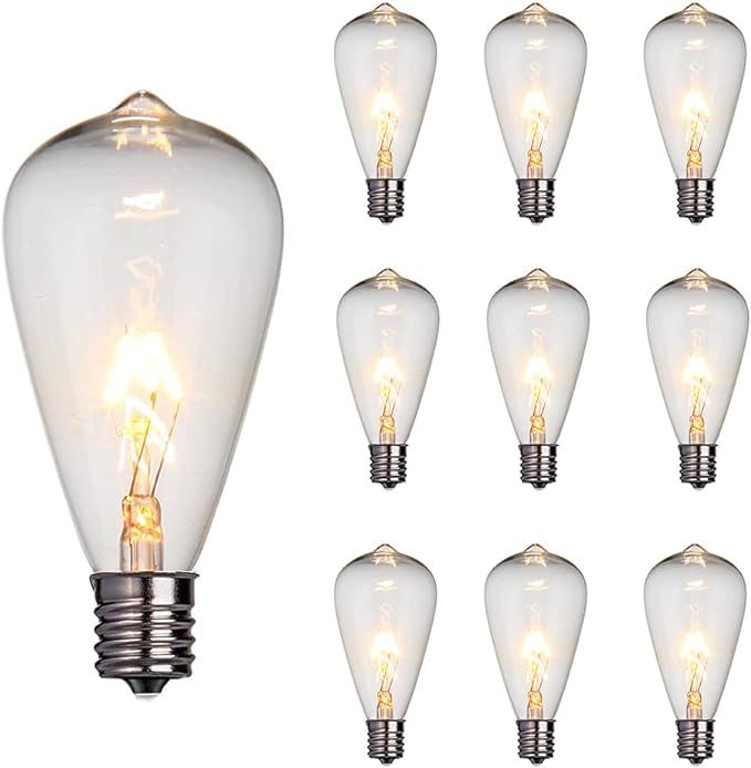 Edison Light Bulbs 10-Pack Replacement ST38 Clear Bulbs - 7 Watts C7/E12 Screw Base for Indoor/Ou... | Amazon (US)