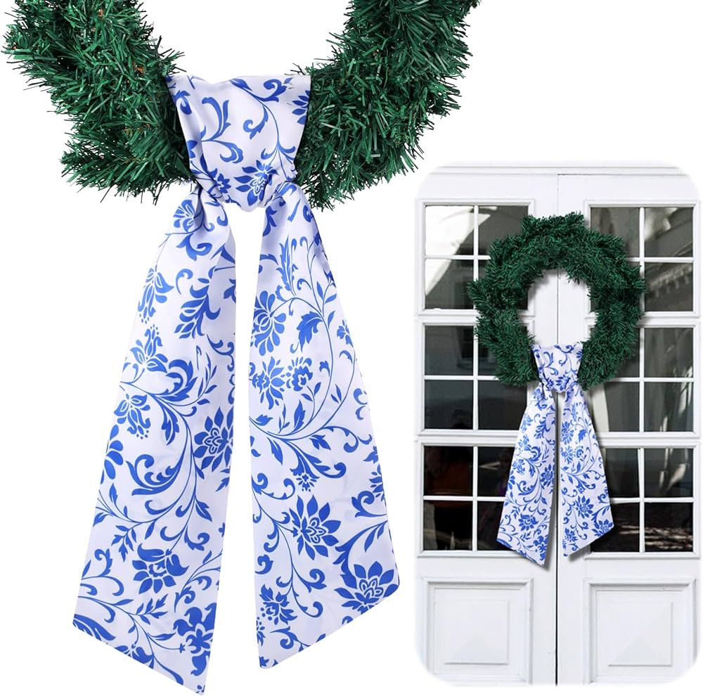 Wreath Sash for Front Door Wreath Satin Sash for Embroidery Monogram Garland Ribbon Accessories X... | Amazon (US)