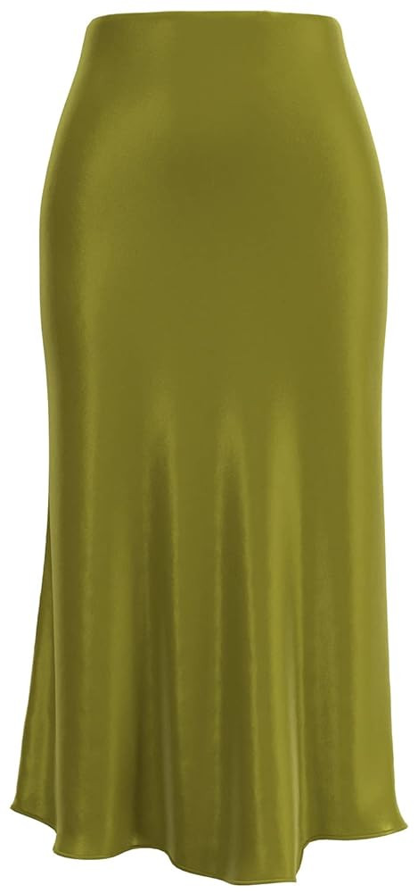 Womens Leopard Print Skirt Midi Long Length Silk Satin High Waist Elastic Skirts | Amazon (US)