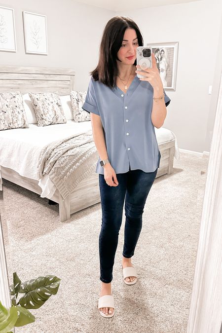 Casual outfit, amazonfashion, jeans, summer outfit, vacation outfit, comfy outfit, basic outfit, spring outfit, button up shirt, blouse, 

#LTKstyletip #LTKSeasonal #LTKunder50