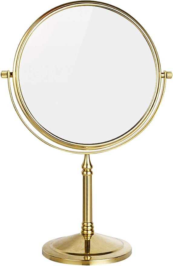 DOWRY 8-Inch Tabletop Two-Sided Swivel Vanity Mirror with 7X Magnification Gold Finish 2202J(10x) | Amazon (US)