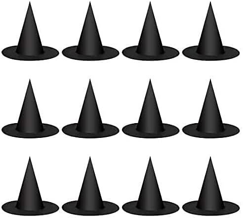 JINSEY 12 Pcs Adult Women Black Witch Hat Halloween Costume Accessory | Amazon (US)