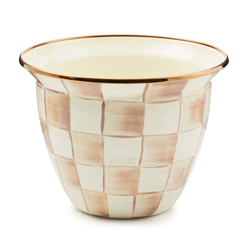 Mocha Check Large Flower Pot | MacKenzie-Childs