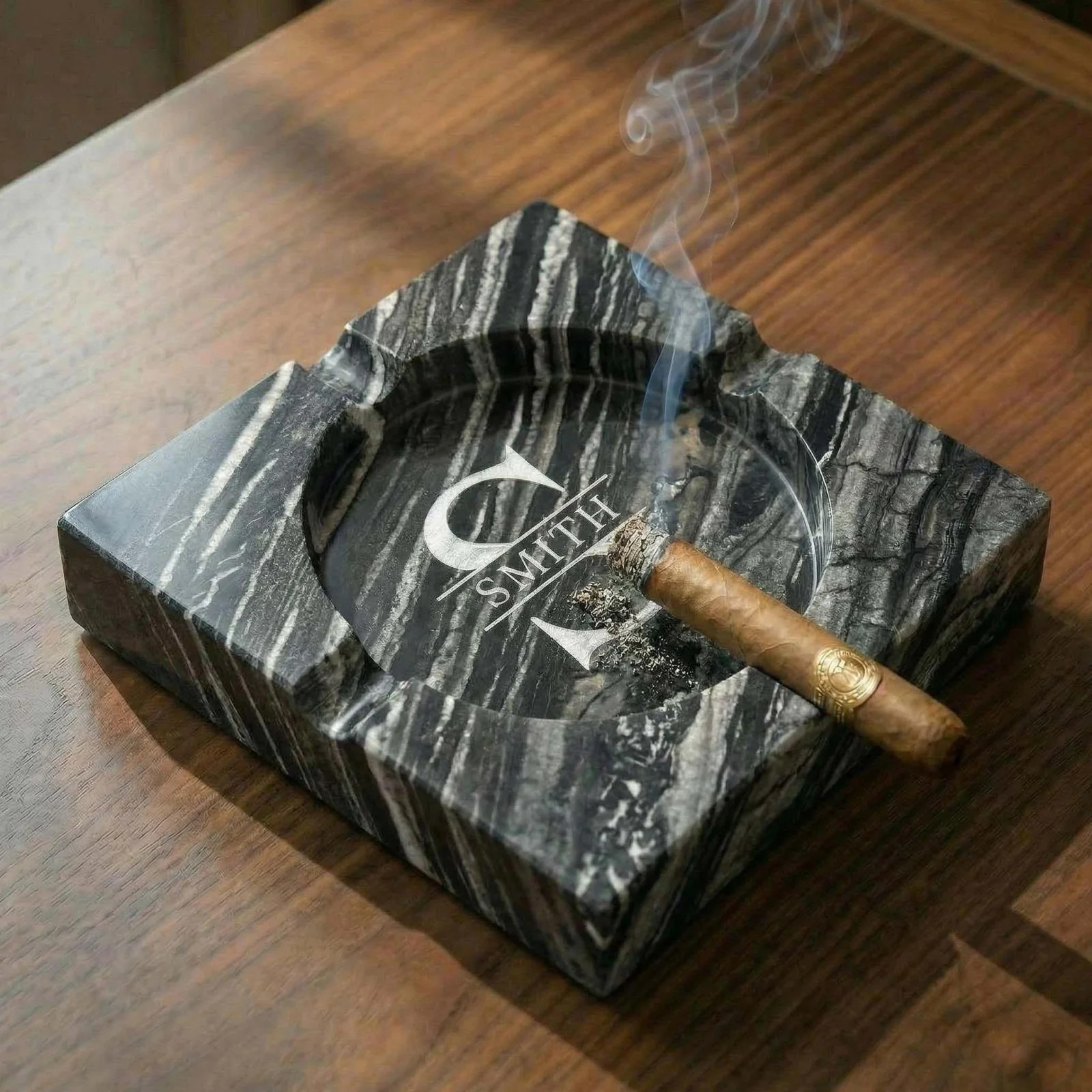 Pembroke Large Marble Ashtray - 4 Slots | HomeWetBar.com