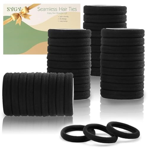 100PCS Black Hair Ties for Women, No Crease No Damage, Seamless Cotton Bands for Thick Thin Hair, Soft Ponytail Holders, Accessories for Girls | Amazon (US)