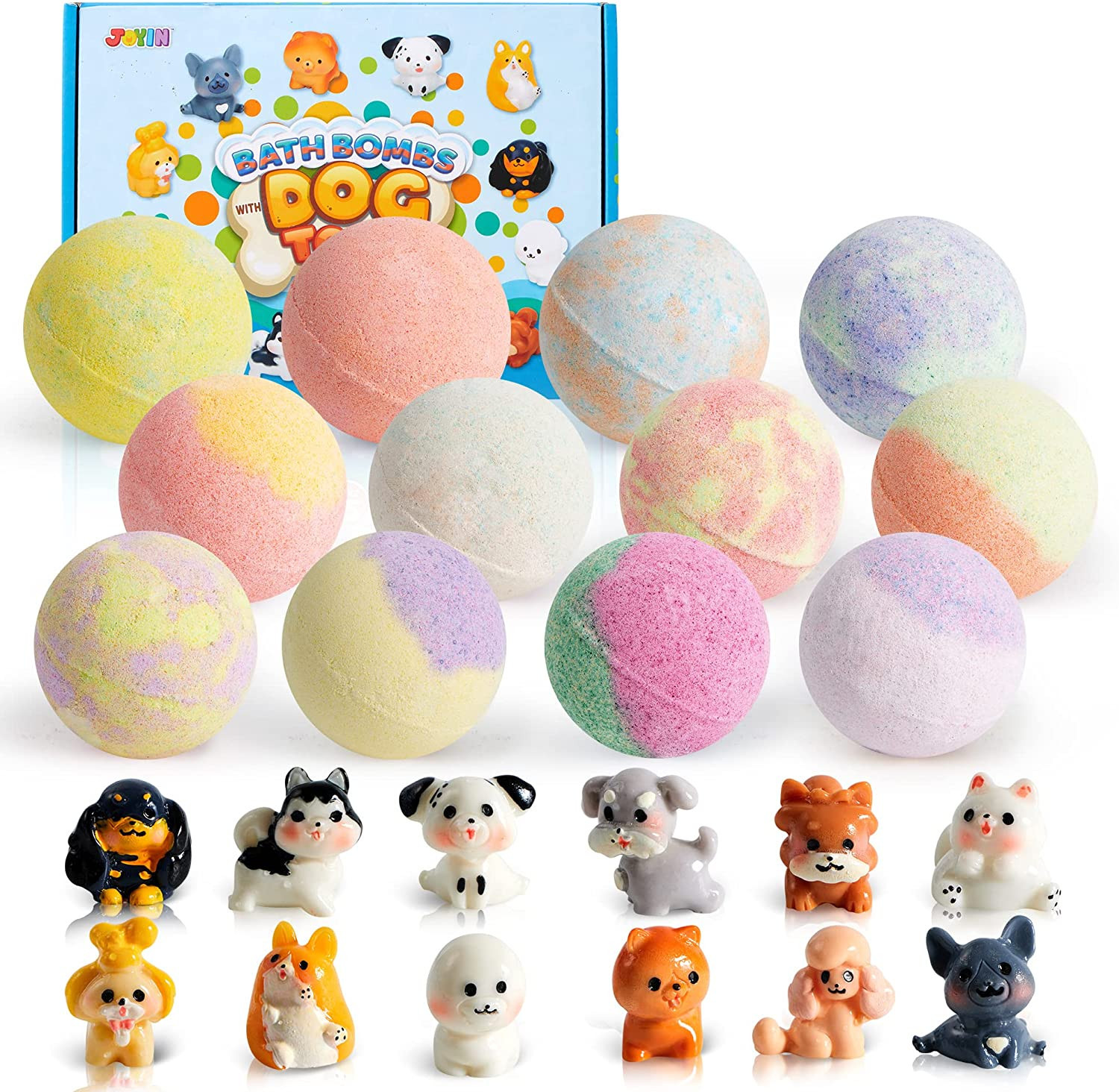 Bath Bombs with Cute Dogs Figures for Kids, 12 Packs Bubble Bath Bombs with Surprise Inside, Natu... | Amazon (US)