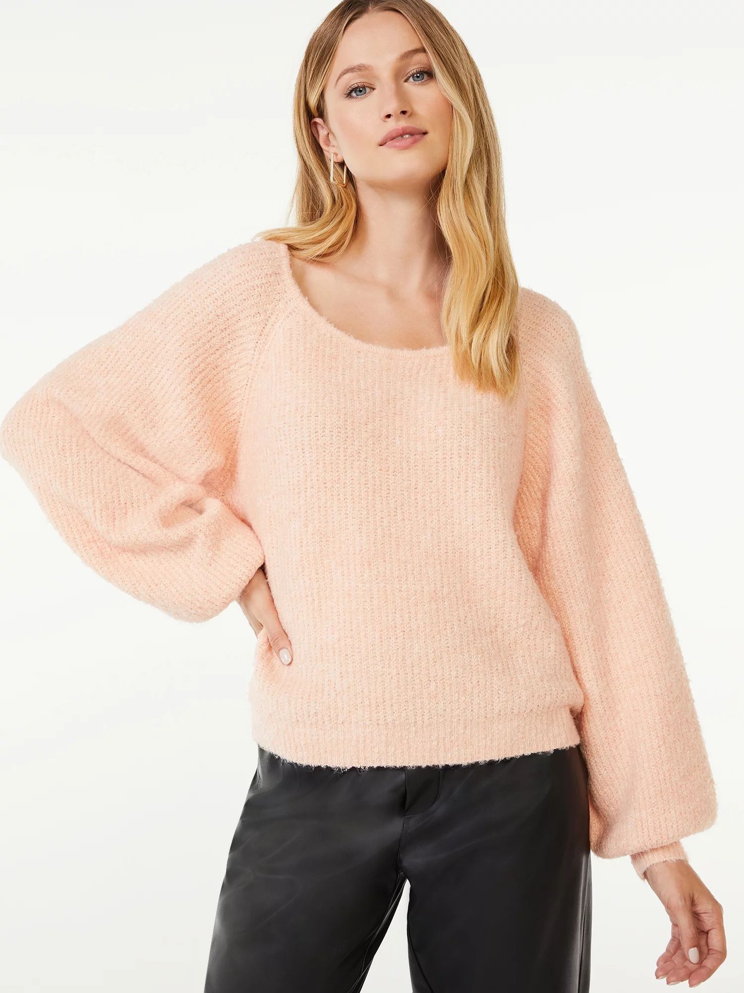 Scoop Women's Boucle Knit Sweater - Walmart.com | Walmart (US)
