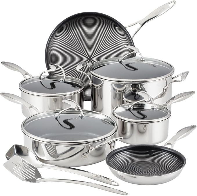Circulon Clad Stainless Steel Cookware Pots and Pans and Utensil Set with Hybrid SteelShield and ... | Amazon (US)
