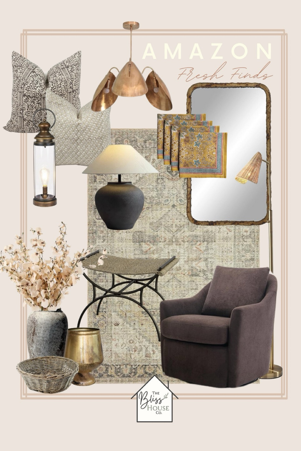 Discover the latest Amazon Fresh Finds featuring a cozy armchair, vintage-inspired throw pillows, elegant lighting, a rustic mirror, and beautiful floral decor. Perfect for adding a touch of warmth and style to your home! 🛋️💡🌿

#LTKHome #LTKStyleTip