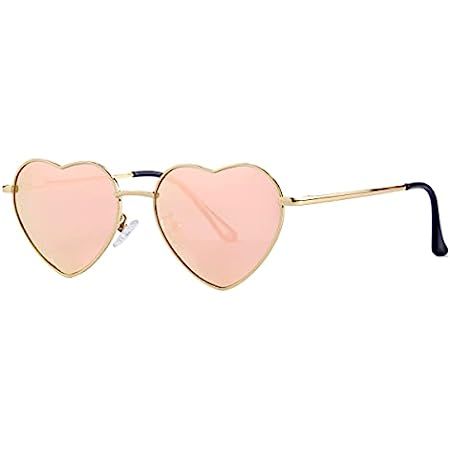 Dollger Pink Heart Sunglasses Women Rimless Sunglasses Thin Metal Frame Sunglasses | Amazon (US)