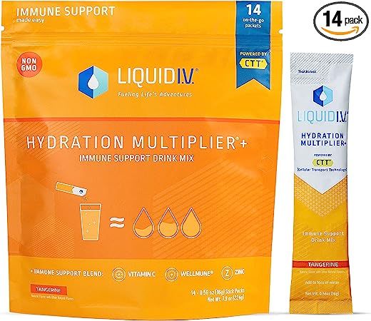 Liquid I.V. Hydration Multiplier + Immune Support, Easy Open Packets, Fresh Tangerine Flavor | Amazon (US)