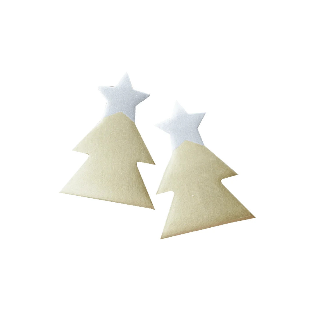 Silver Christmas Tree Horn Earrings | Sunshine Tienda