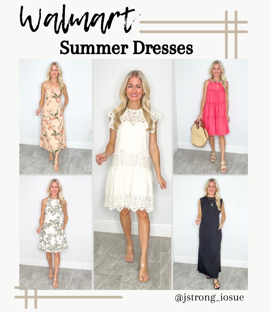 Summer dresses from Walmart! Cream dress is giving FP vibes. Black dress is scuba knit material and so soft! Salmon pink dress is very flowy and comfy, could be used as a swim coverup too! Floral linen dresses are perfect for summer special occasions!

#LTKgrwm #LTKootd