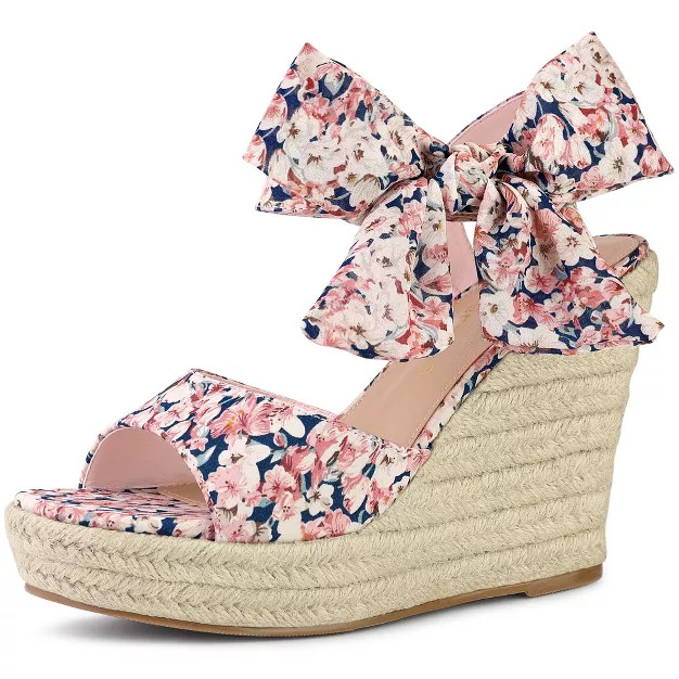 Allegra K Women's Platform Floral Slingback Espadrille Wedge Heel Sandals | Target