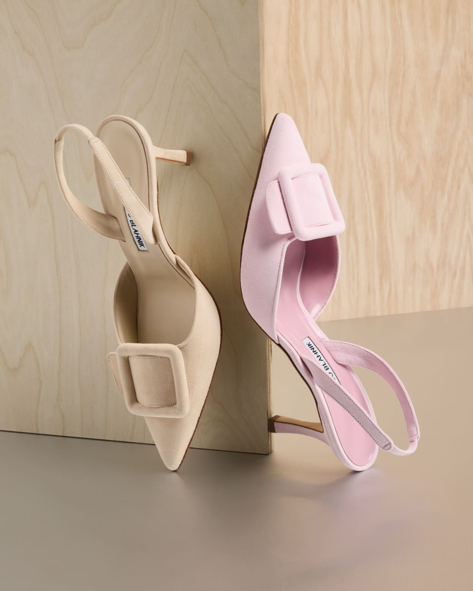 Manolo Blahnik Maysli Suede Buckle Halter Pumps | Neiman Marcus