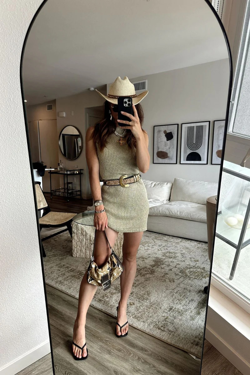 Lillie Gold Lurex Knit Mini Dress | 12th Tribe