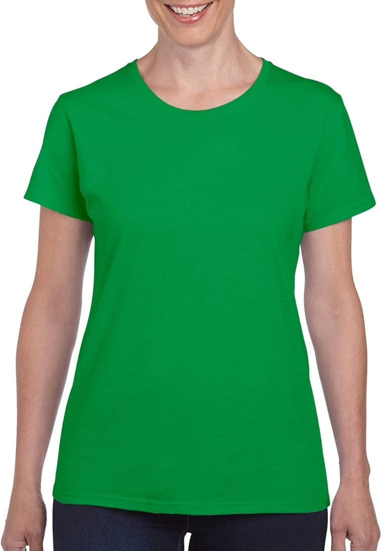 Gildan Women's Heavy Crewneck Cap Sleeve T-Shirt | Amazon (US)