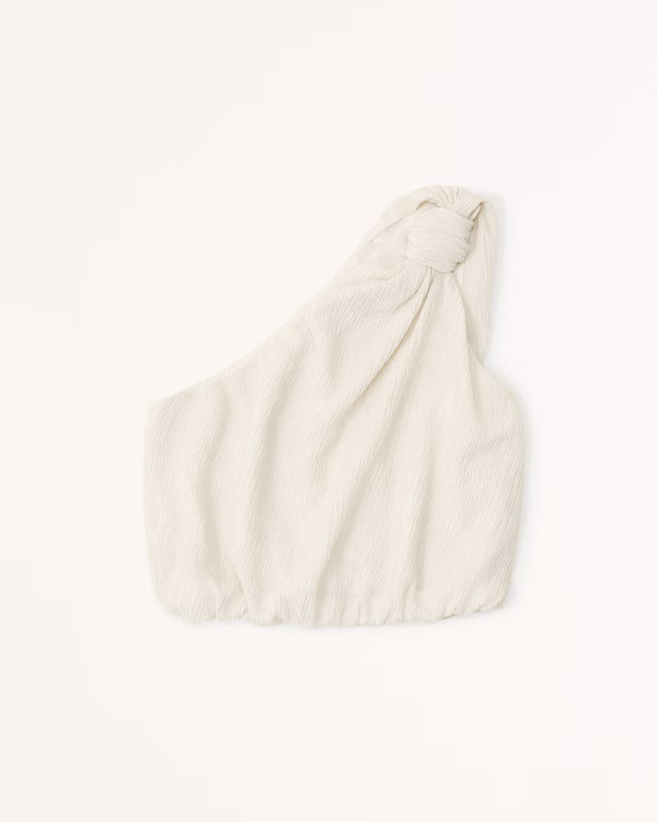 Crinkle Textured One-Shoulder Set Top | Abercrombie & Fitch (US)