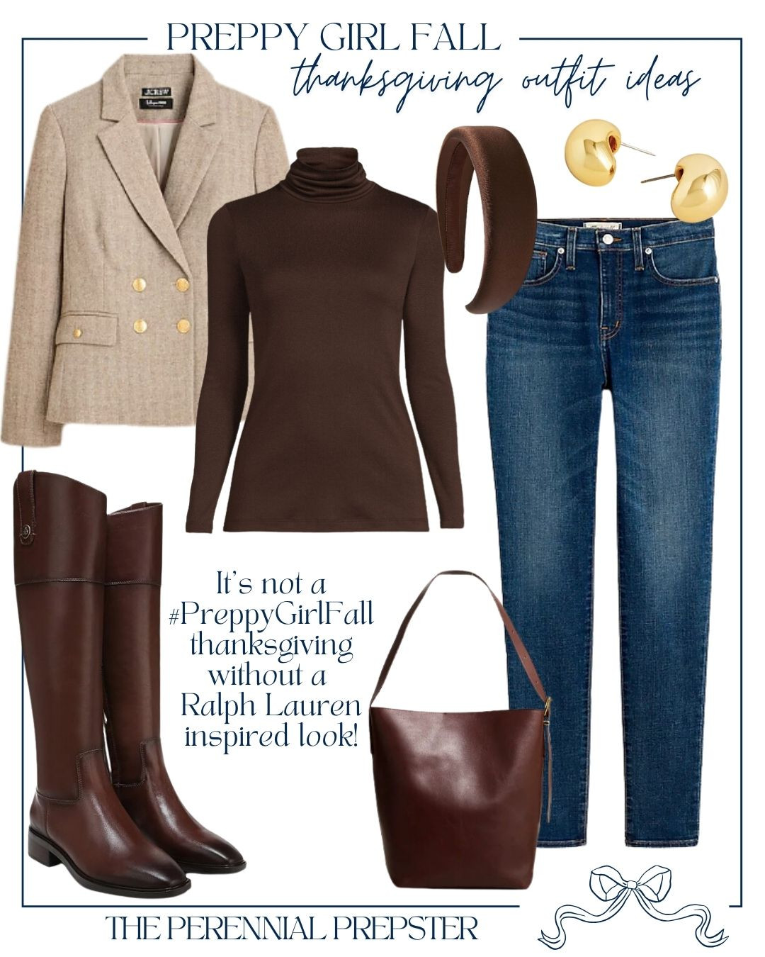 Preppy Girl Fall Thanksgiving outfit idea! This classic look is Ralph Lauren inspired featuring a timeless blazer and tall riding boots.  

 #LTKSeasonal