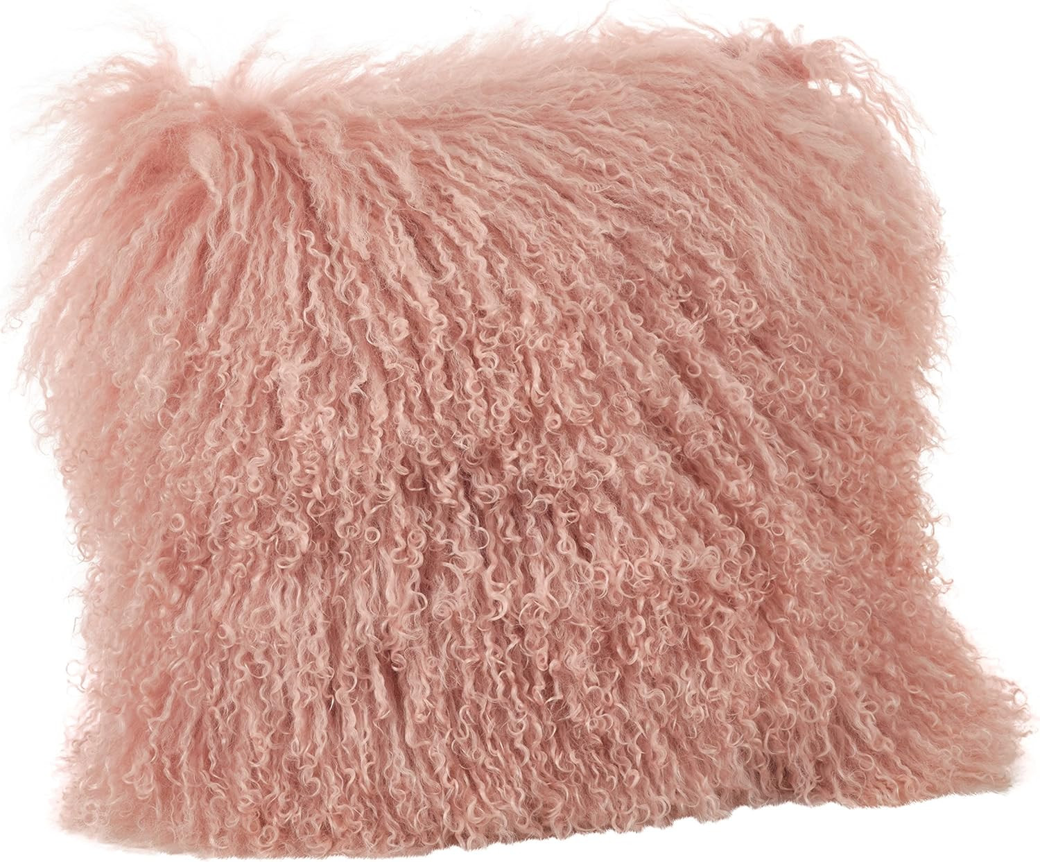 SARO LIFESTYLE 100% Wool Mongolian Lamb Fur Throw Pillow with Poly Filling, 20", Rose | Amazon (US)