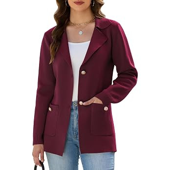 HOUZONIY Sweater Blazers for Women Business Casual Long Sleeve Open Front Lapel Suit Jackets Work... | Amazon (US)