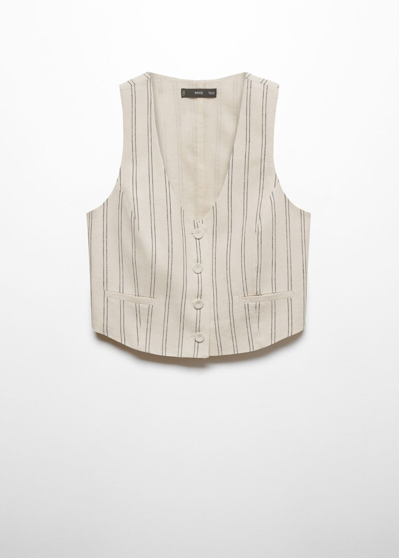 Striped linen waistcoat -  Woman | Mango Netherlands | MANGO (NL)