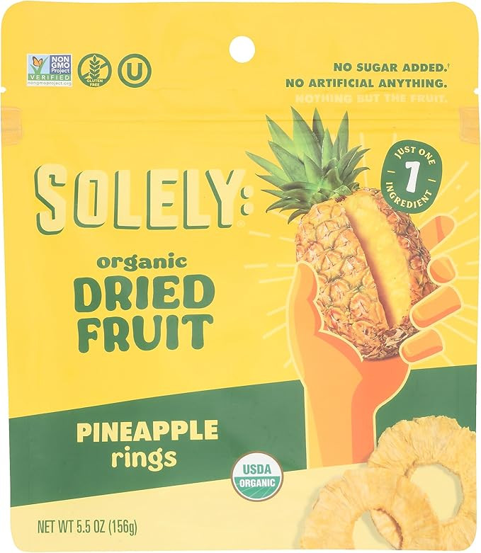 SOLELY Organic Dried Pineapple Rings, Large (Pack of 1) | One Ingredient | Vegan | Non-GMO | No A... | Amazon (US)