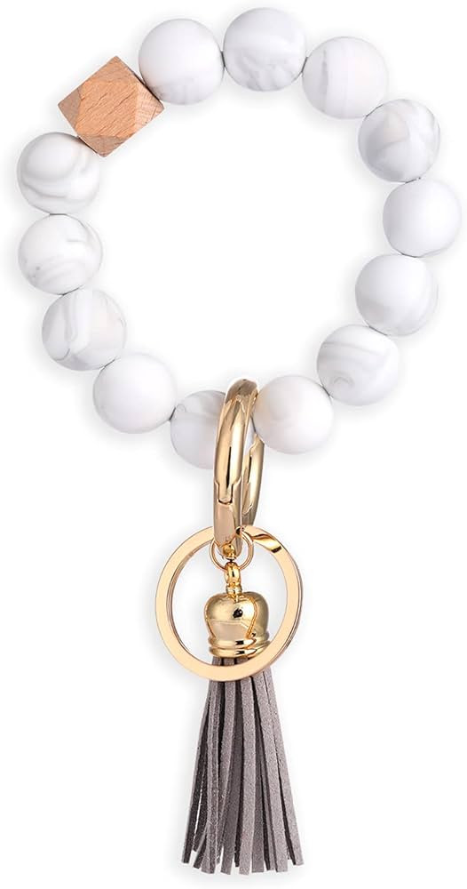 Coolcos Silicone Key Ring Bracelet Wristlet Beaded Bangle Keychain Elastic Portable Car Keyrings ... | Amazon (US)