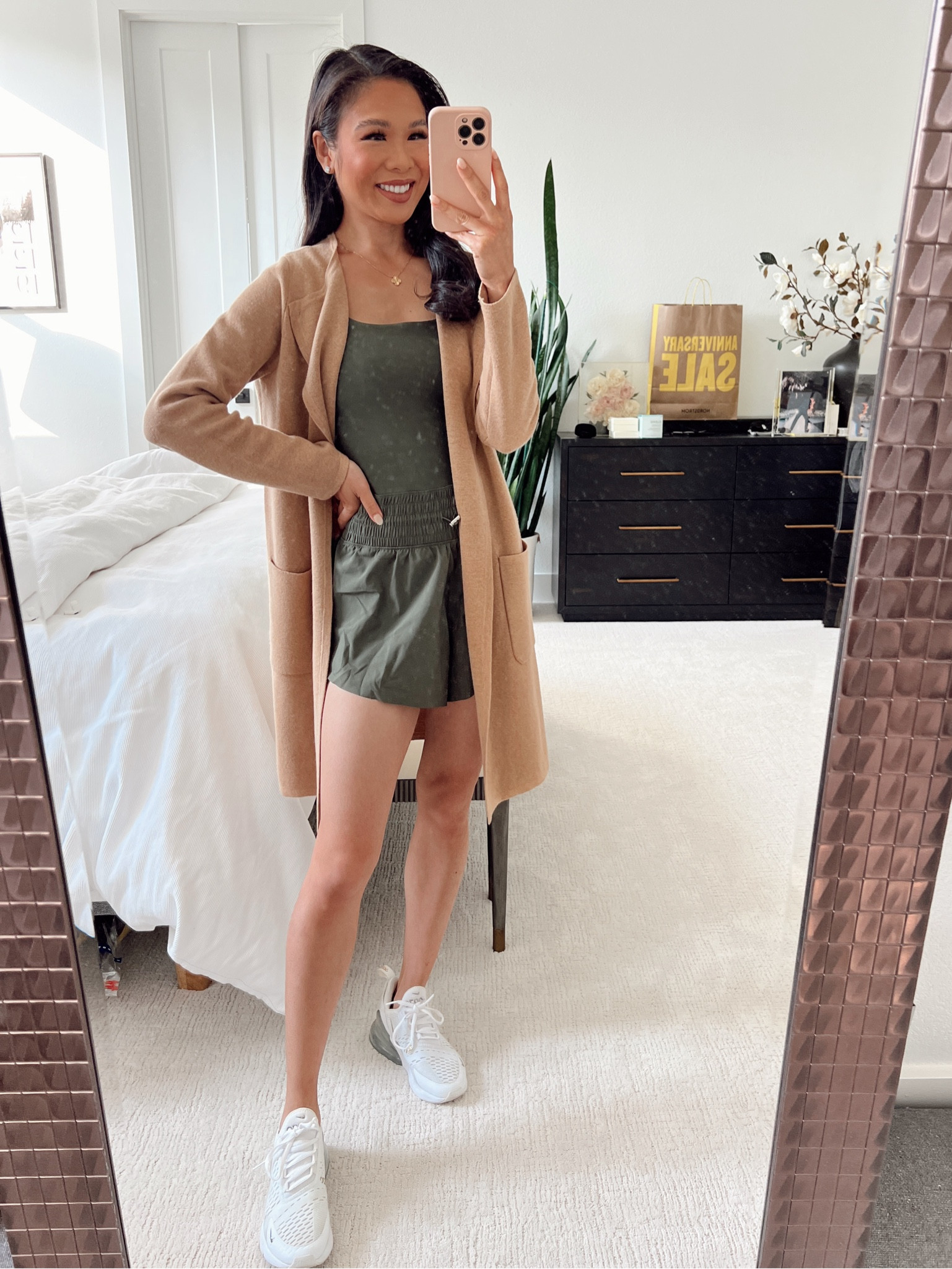Athleisure or loungewear outfit on sale! Love this comfy romper that’s perfect for summer into early fall. Wearing size XS and it fits true to size and is nursing friendly! Pairing with my favorite merino wool blend cardigan that’s great for so many different outfits  

#LTKSeasonal #LTKFitness #LTKSaleAlert