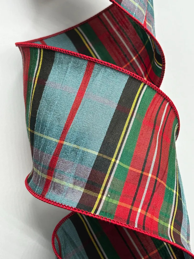 1.5" 2.5" or 4" Red Blue Tartan Plaid Ribbon ~ d stevens ~ Wired Edges ~ 10 Yard Roll | Etsy (Global)