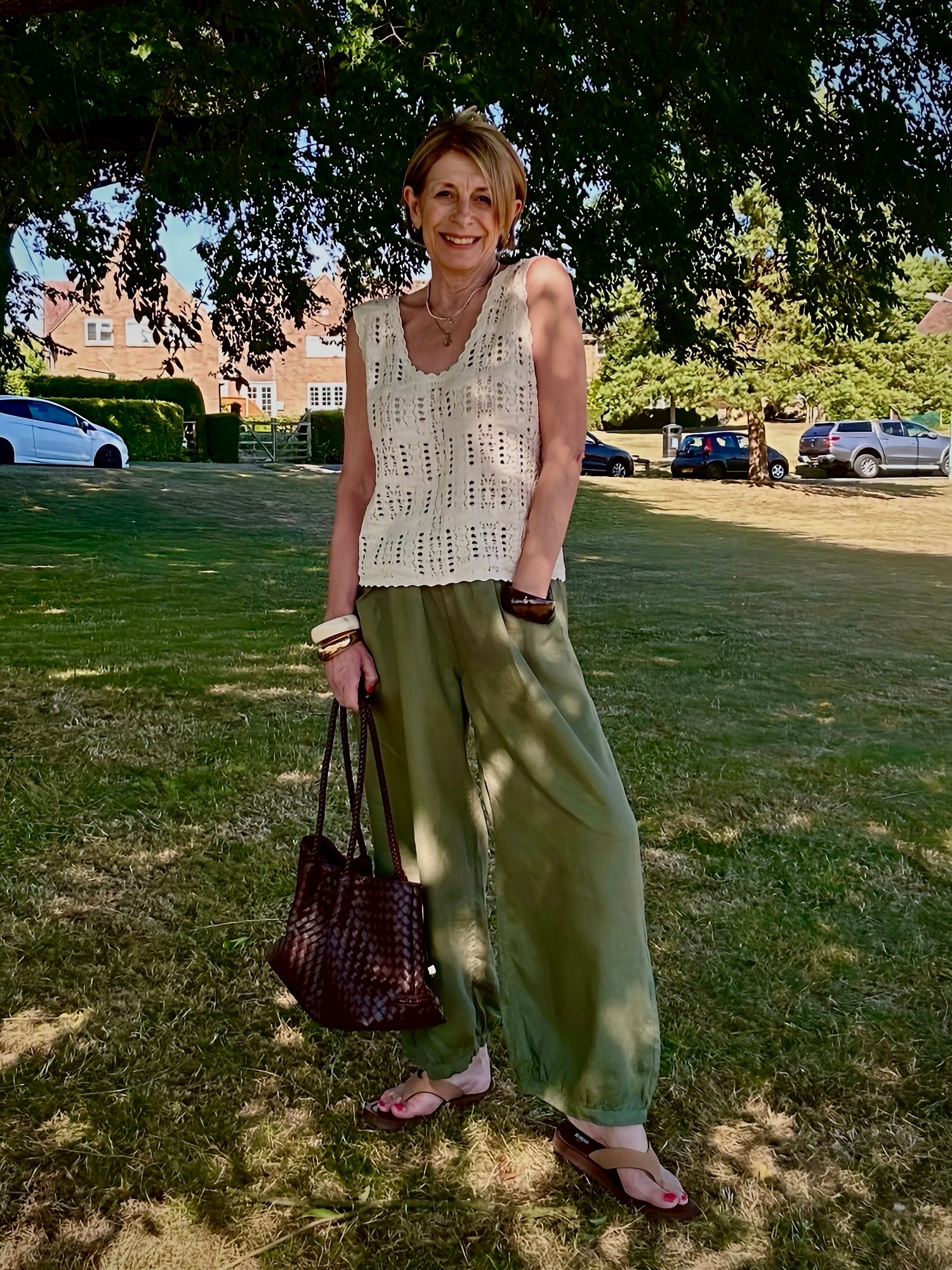 Heatwave 🔥
Simple. Breathable. Easy to Wear.
Cotton top, linen trousers, suede flip flops & woven bag for texture.

#LTKuk #LTKsummer