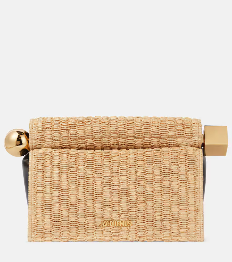 Jacquemus Rond CarrÃ© woven raffia-effect clutch | Mytheresa (US/CA)