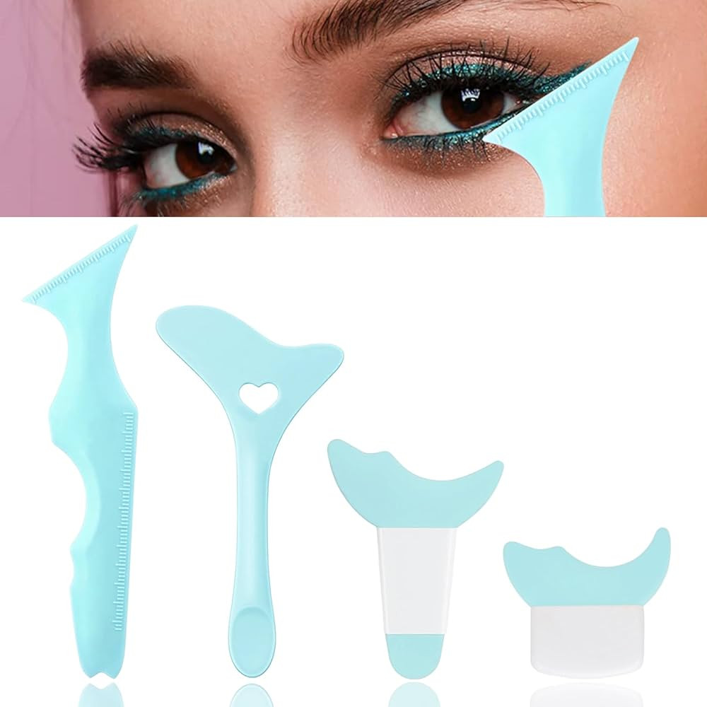 4Pcs Reusable Silicone Eyeliner Stencils - Mascara Shield Guard, Eyelash Lipstick Eyeshadow Appli... | Amazon (US)