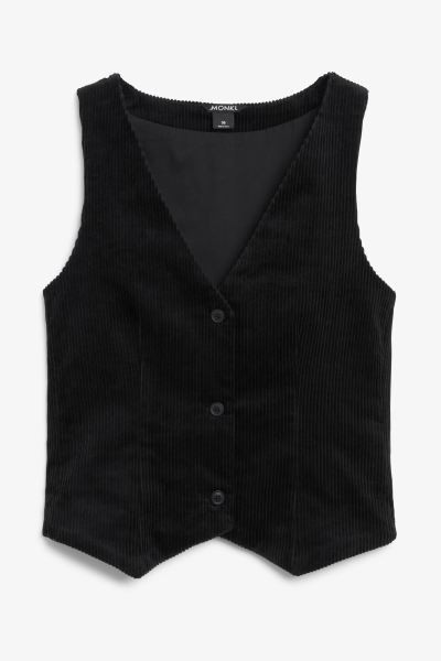 Corduroy waistcoat - Black - Ladies | H&M GB | H&M (UK, MY, IN, SG, PH, TW, HK)