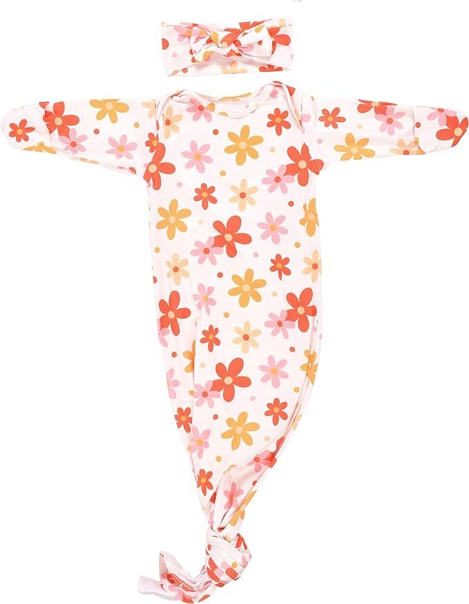 Three Little Tots Newborn Baby Knotted Tie Gown - Infant | Amazon (US)