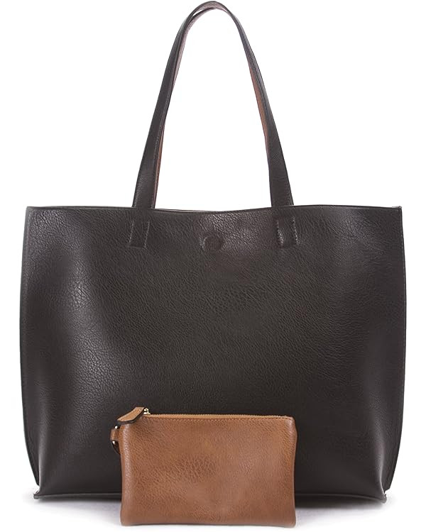 Reversible Tote Bag - Vegan Leather Womens Shoulder Tote with Wristlet | Amazon (US)