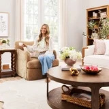 My Texas House Lauren Swivel Accent Chair with Honey Brown Fabric Upholstery | Walmart (US)