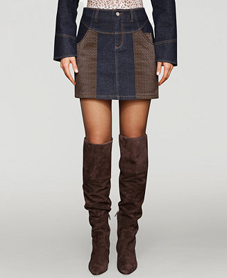 Women's Faux-Leather-Trim Western Mini Skirt | Macy's