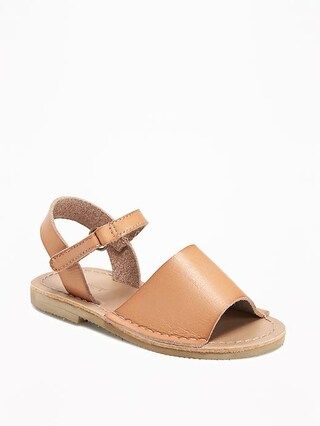 Old Navy Wide Strap Faux Leather Sandals For Toddler Girls Size 5 - Tan | Old Navy US