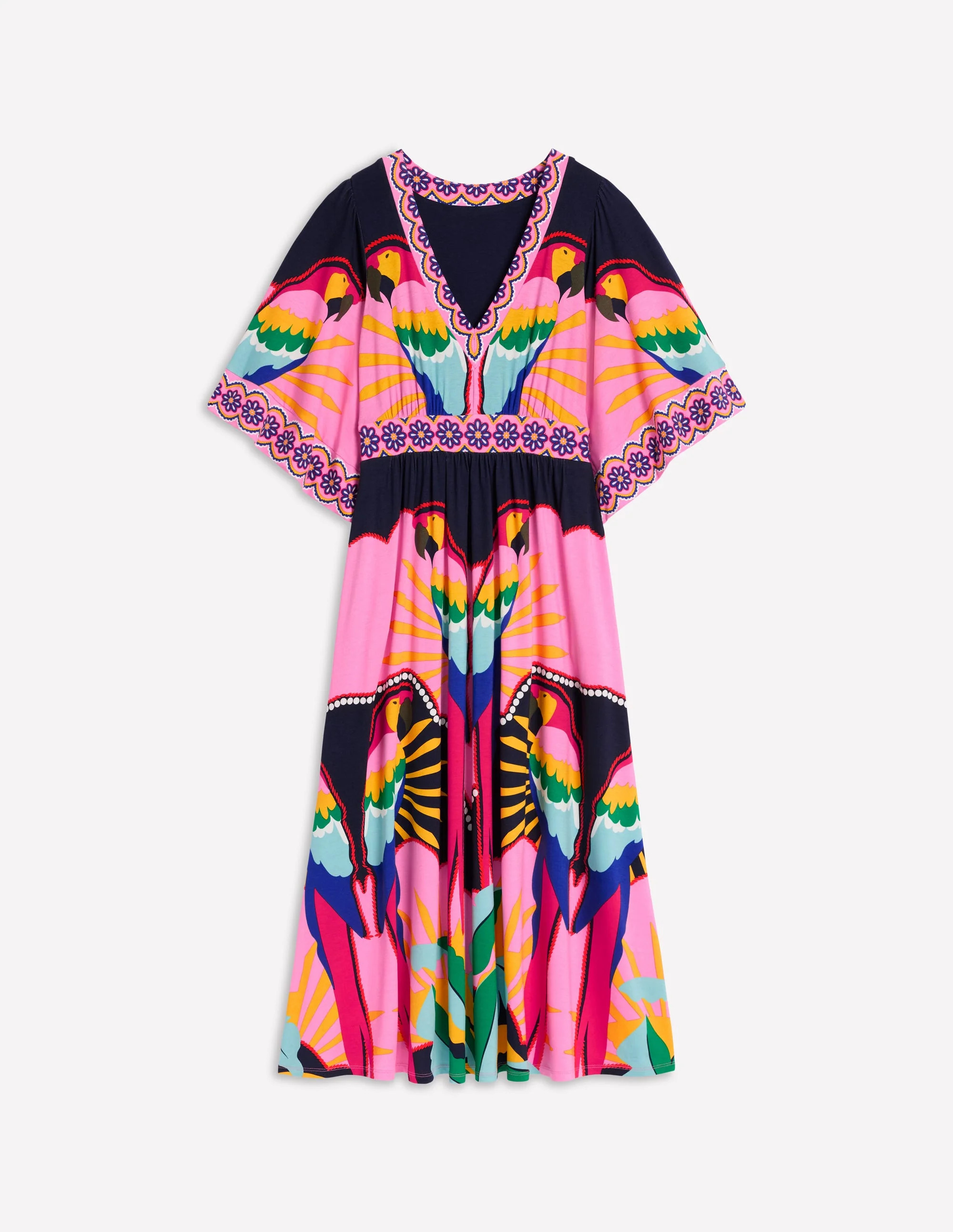 Maya Kimono Jersey Maxi Dress-Multi, Paradise Parrot | Boden (US)