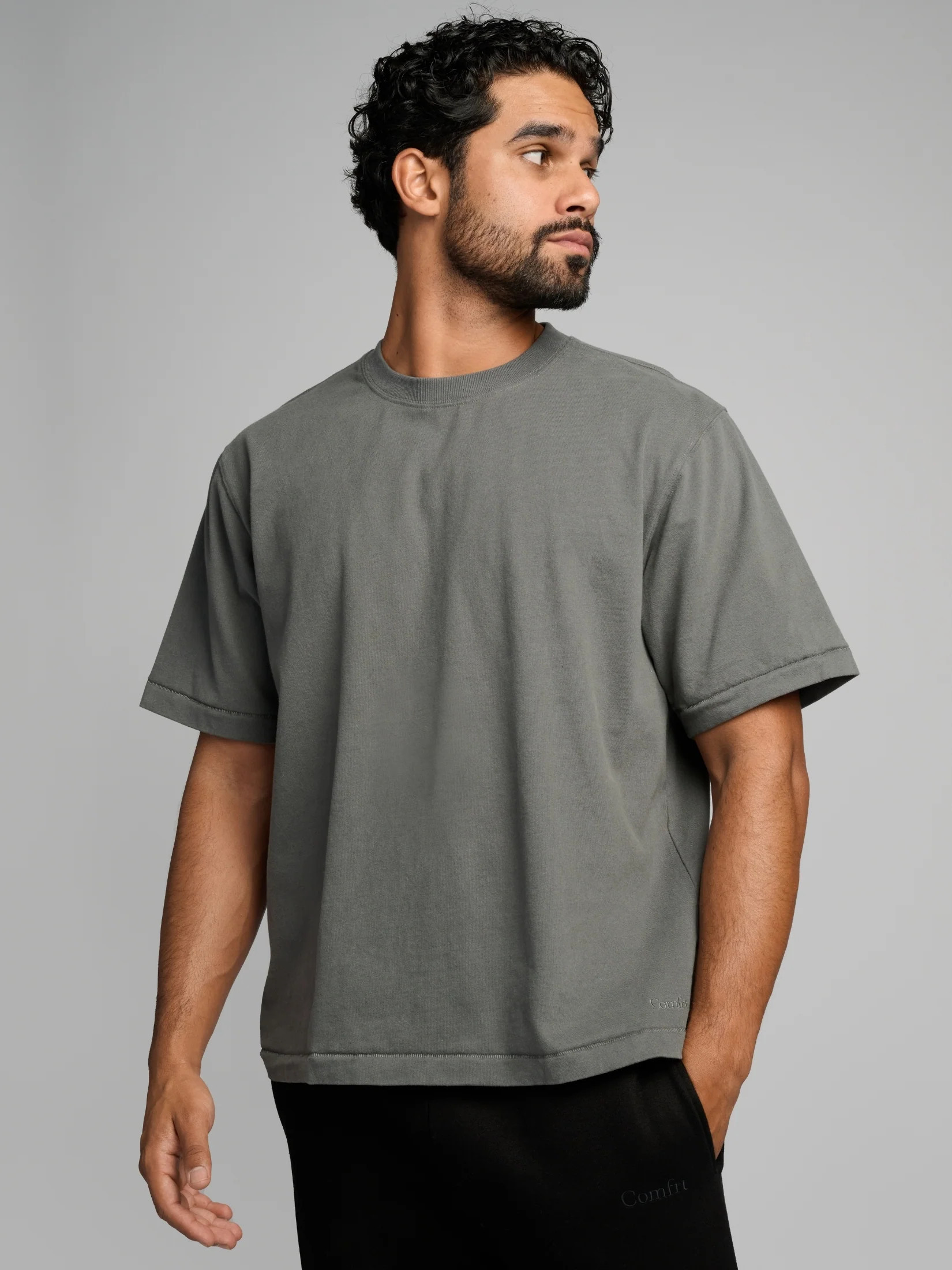 Comfrt Basic Heavyweight Boxy Tee Shirt | Steel Grey | Oversized | M | Medium | Comfrt