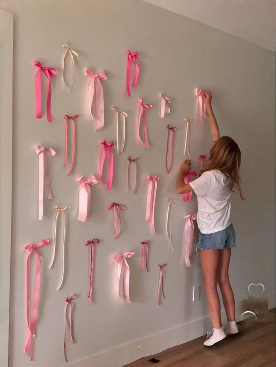 Pink Bow Wall Decor, Bow Decorations, Bow Garland Wreath, Suitable For Birthday, Bridal Shower, B... | SHEIN